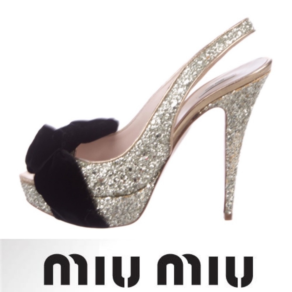 💕❤️💕Miu miu gold glitter high heels💕❤️💕❤️